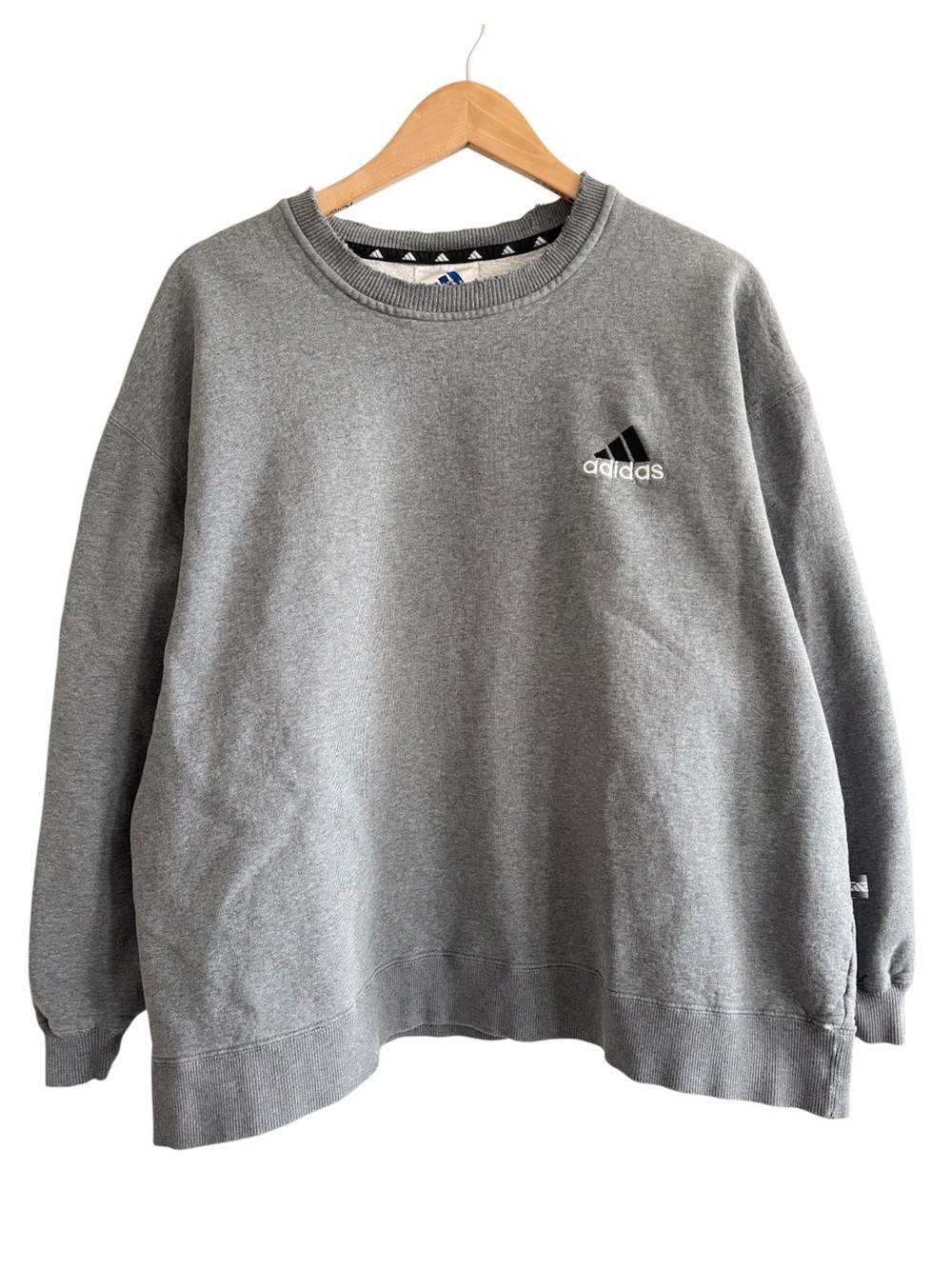 Vintage 90s Adidas Heavyweight Gray Crewneck Sweatshirt with Embroidered Logo